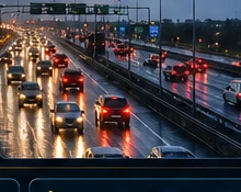 Druk verkeer op een snelweg
