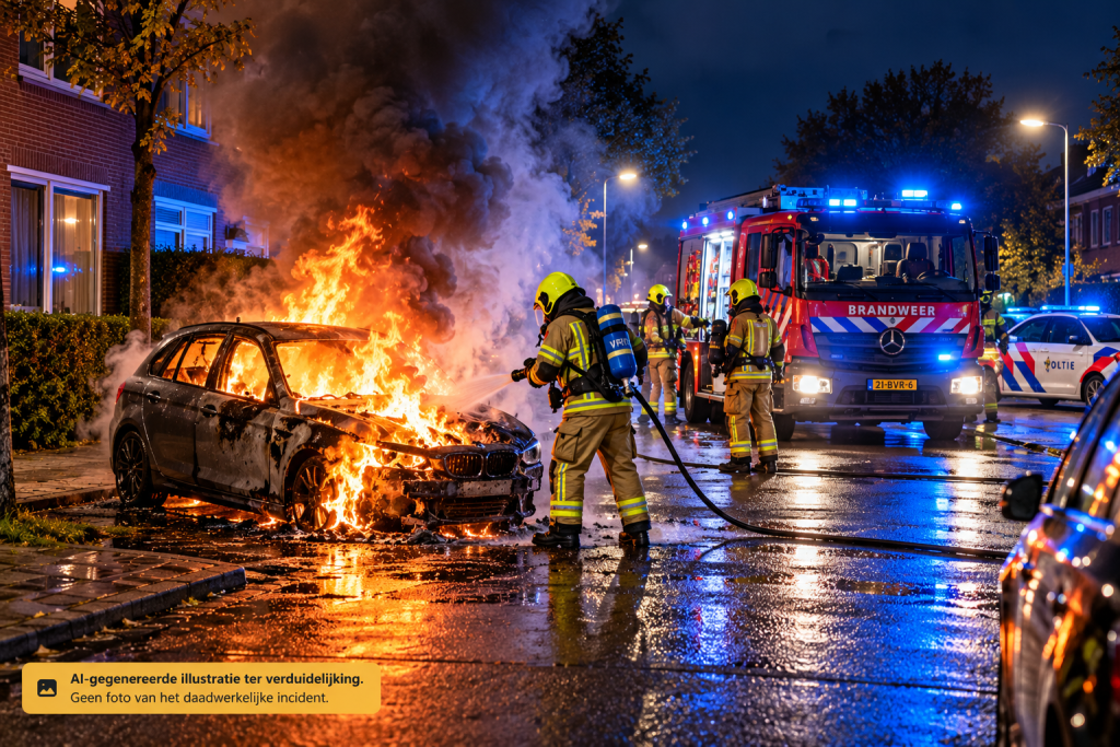 Onderzoek naar autobrand na harde knal in Spijkenisse