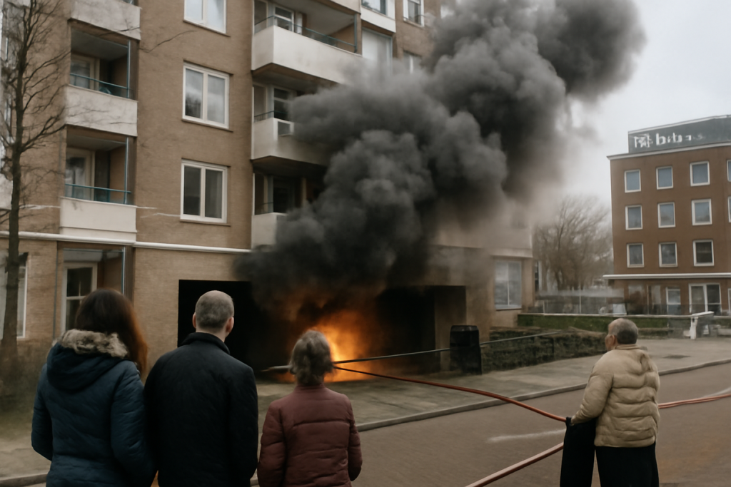 AI-illustratie bij: Brand in parkeergarage leidt tot ontruiming van woningen en tijdelijke opvang bewoners