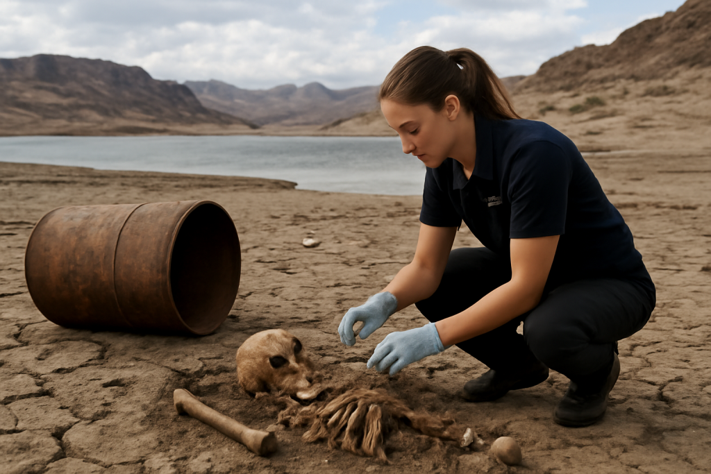 AI-illustratie bij: Herstel van menselijke resten in Lake Mead werpt licht op verleden en omgeving van Las Vegas