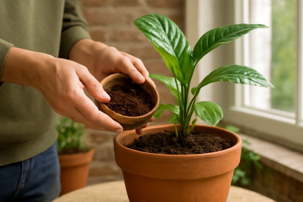 AI-illustratie bij: Effecten van koffiedik op planten: voorzichtigheid geboden bij gebruik in potgrond