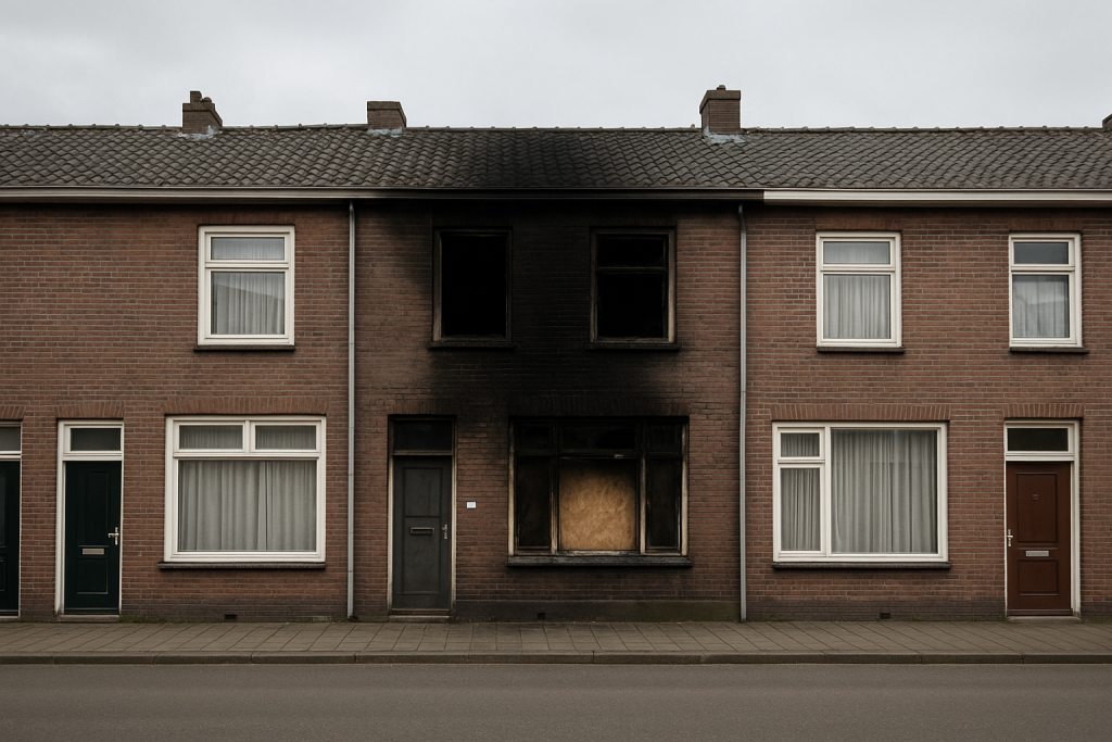 AI-gegenereerde illustratie: Woning in Gorinchem onbewoonbaar na brand