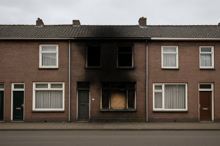 AI-gegenereerde illustratie: Woning in Gorinchem onbewoonbaar na brand